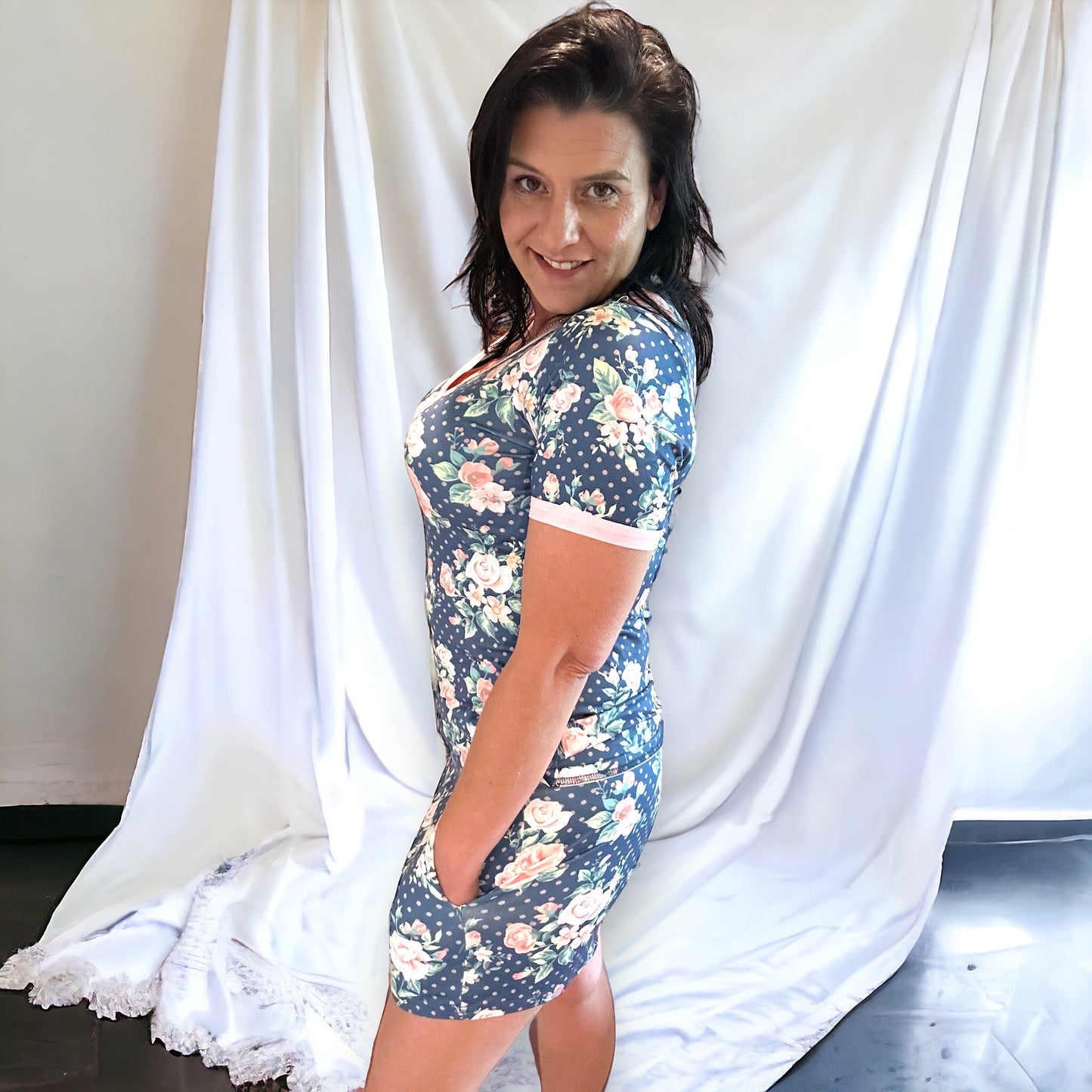 Shirley & Stone Floral Polka Dot short pajama set