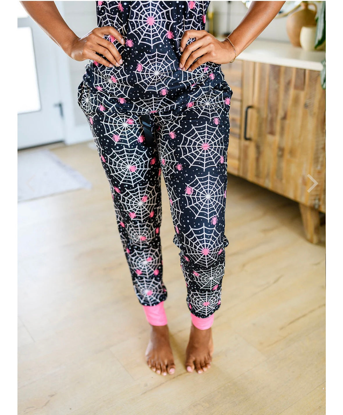 Shirley & Stone Halloween spiderweb jogger pajama set