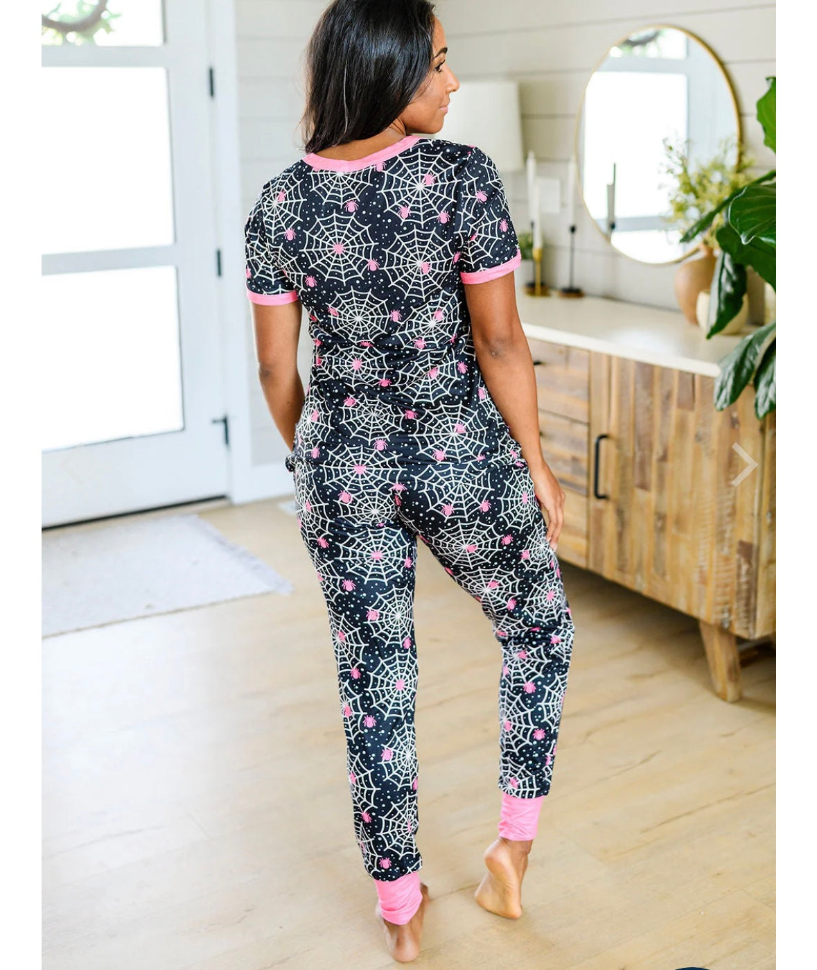 Shirley & Stone Halloween spiderweb jogger pajama set