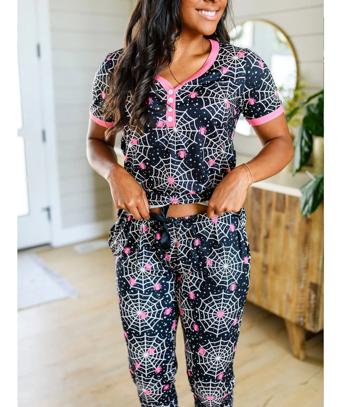 Shirley & Stone Halloween spiderweb jogger pajama set