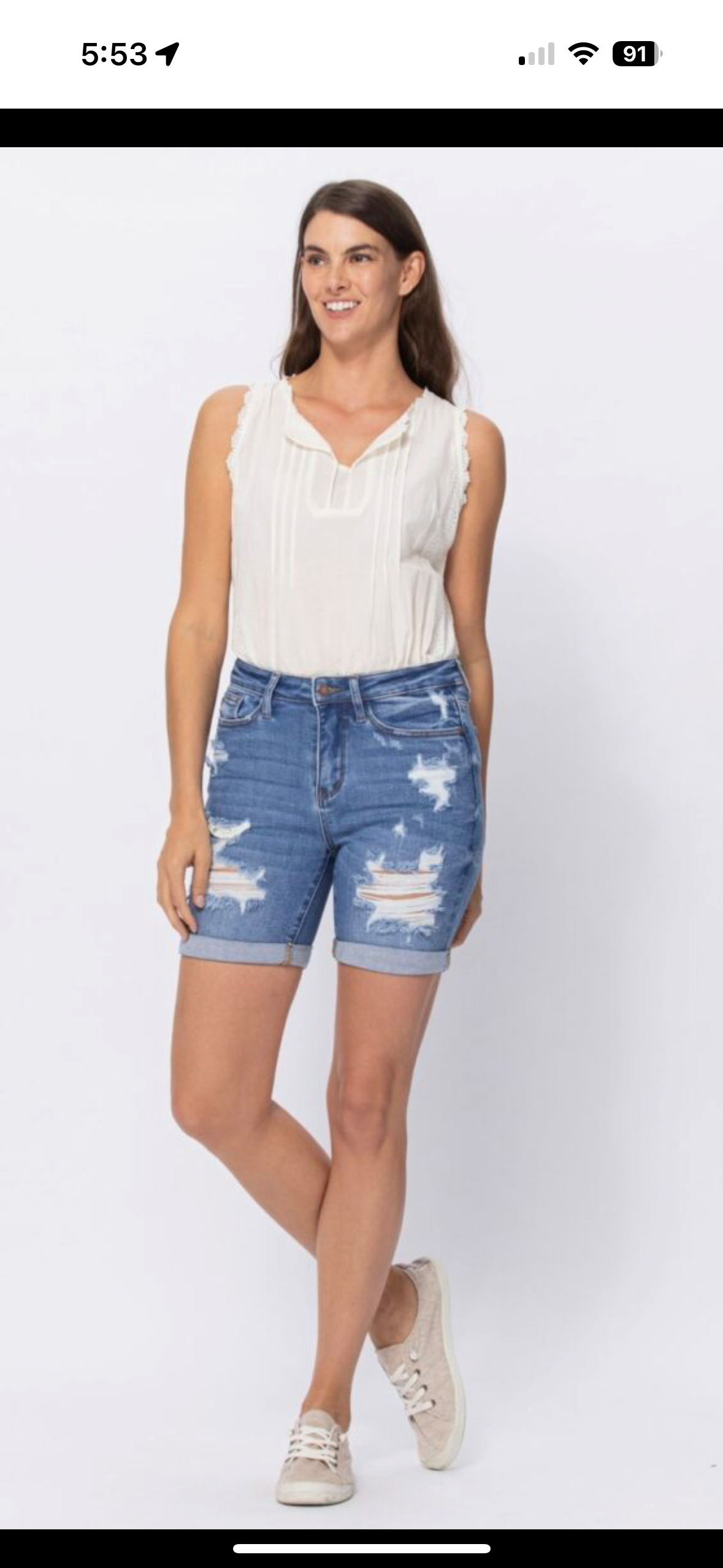 Judy Blue Bermuda cuffed distressed shorts