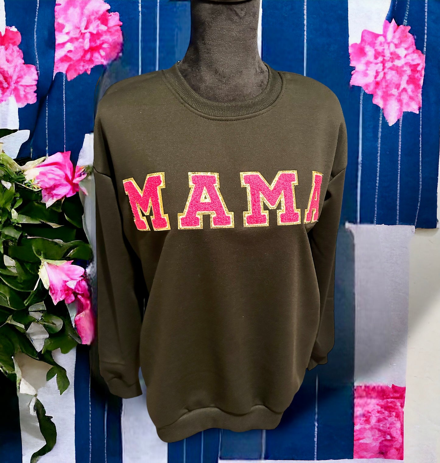 Womens chenille patch Mama sweatshirt