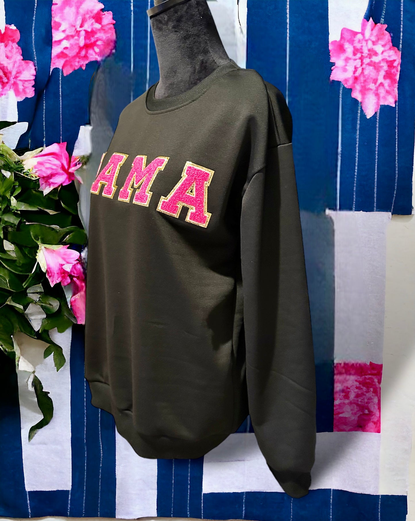 Womens chenille patch Mama sweatshirt