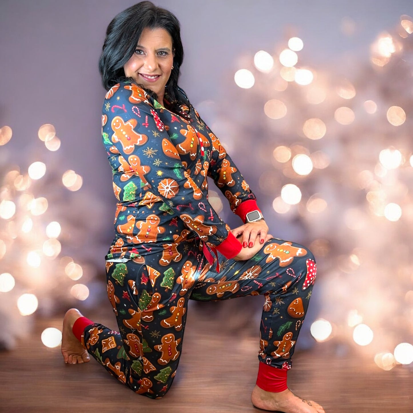 Shirley & Stone jogger lounge pajama set gingerbread man cookies